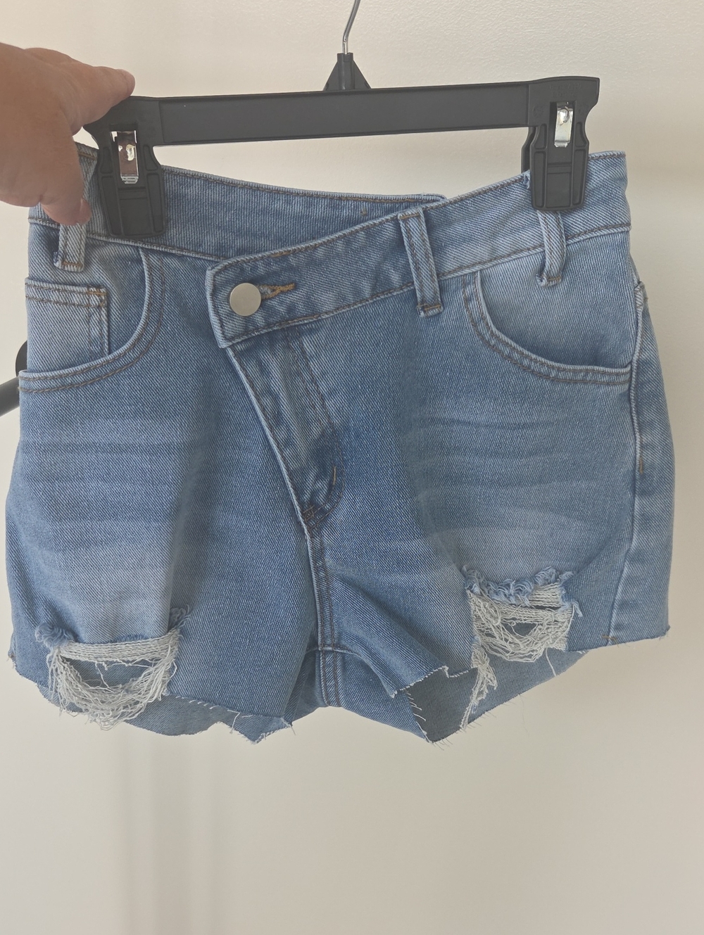 Casual Distressed Light Blue Denim Shorts for Women
